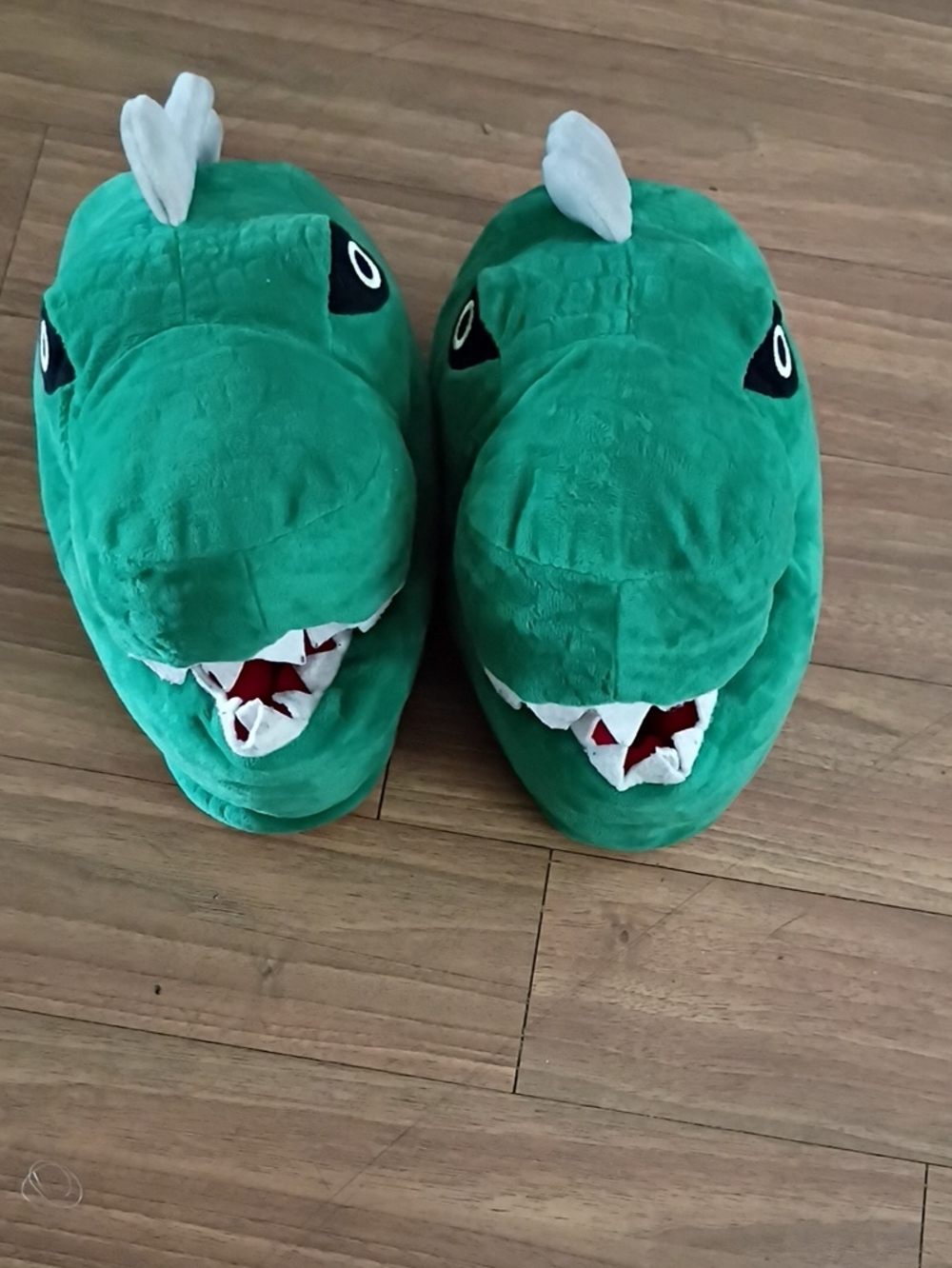 Green Plush Dinosaur Slippers Size 5/6